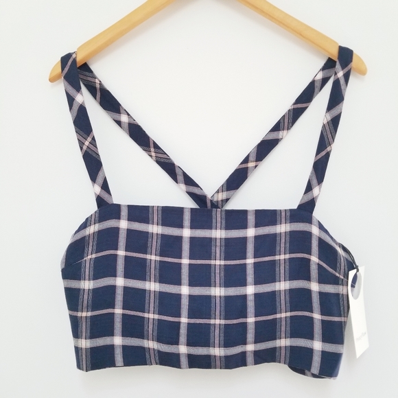 Revolve Privacy Please scout pink plaid crop top - Picture 1 of 8
